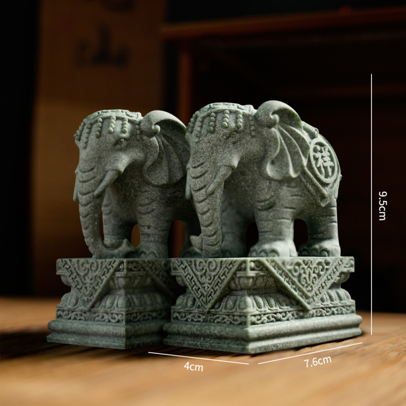 Cuplu de lei păzitori din piatră – ornament de birou pentru Tea Pet și acvariu, stil Chinez Nou