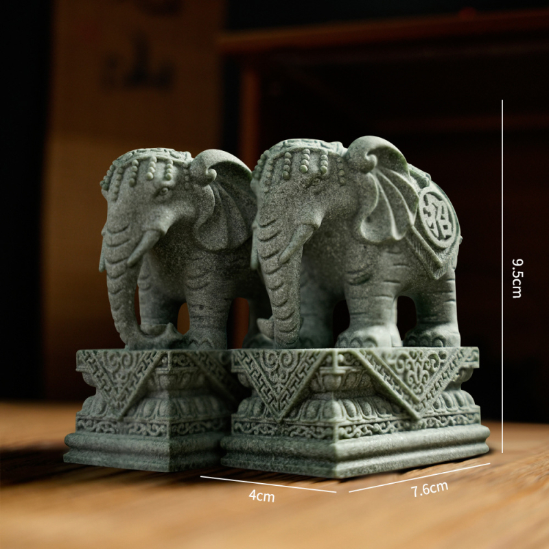 Cuplu de lei păzitori din piatră – ornament de birou pentru Tea Pet și acvariu, stil Chinez Nou