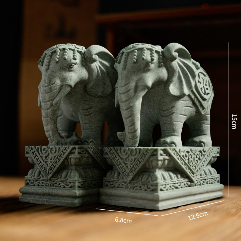 Cuplu de lei păzitori din piatră – ornament de birou pentru Tea Pet și acvariu, stil Chinez Nou