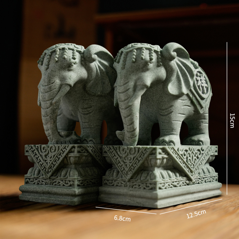 Cuplu de lei păzitori din piatră – ornament de birou pentru Tea Pet și acvariu, stil Chinez Nou