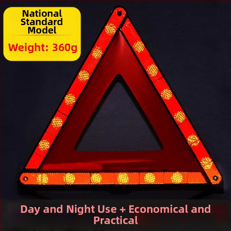 Trīs kāju auto brīdinājuma zīme, trijstūrveida atstarojošs PVC materiāls parkēšanai