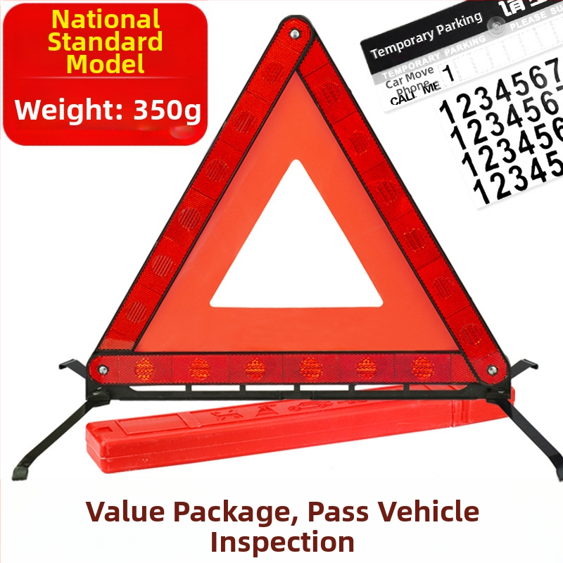 Trīs kāju auto brīdinājuma zīme, trijstūrveida atstarojošs PVC materiāls parkēšanai