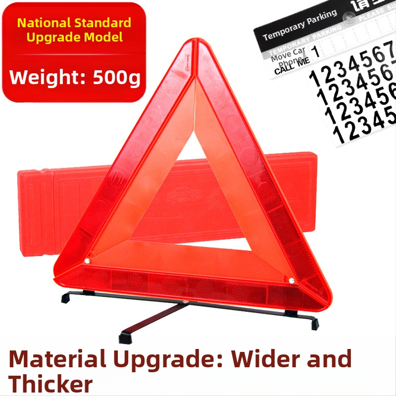 Trīs kāju auto brīdinājuma zīme, trijstūrveida atstarojošs PVC materiāls parkēšanai