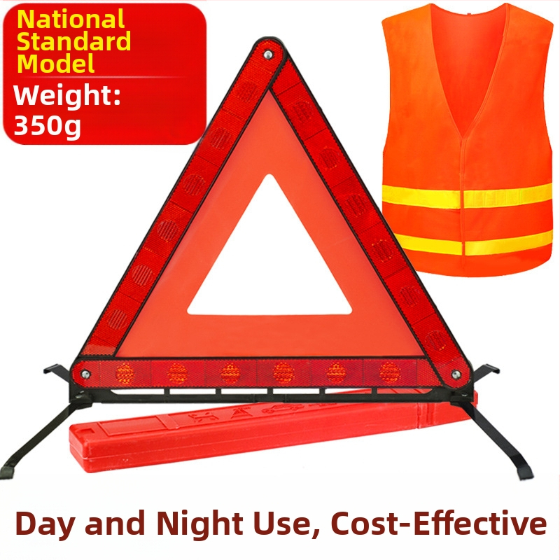 Trīs kāju auto brīdinājuma zīme, trijstūrveida atstarojošs PVC materiāls parkēšanai