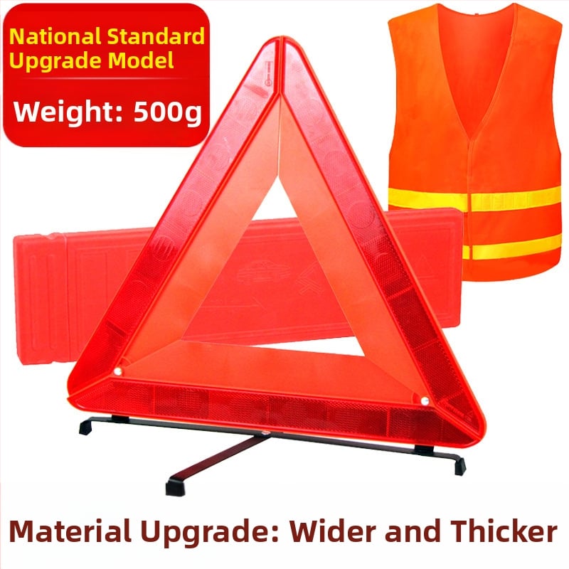 Trīs kāju auto brīdinājuma zīme, trijstūrveida atstarojošs PVC materiāls parkēšanai