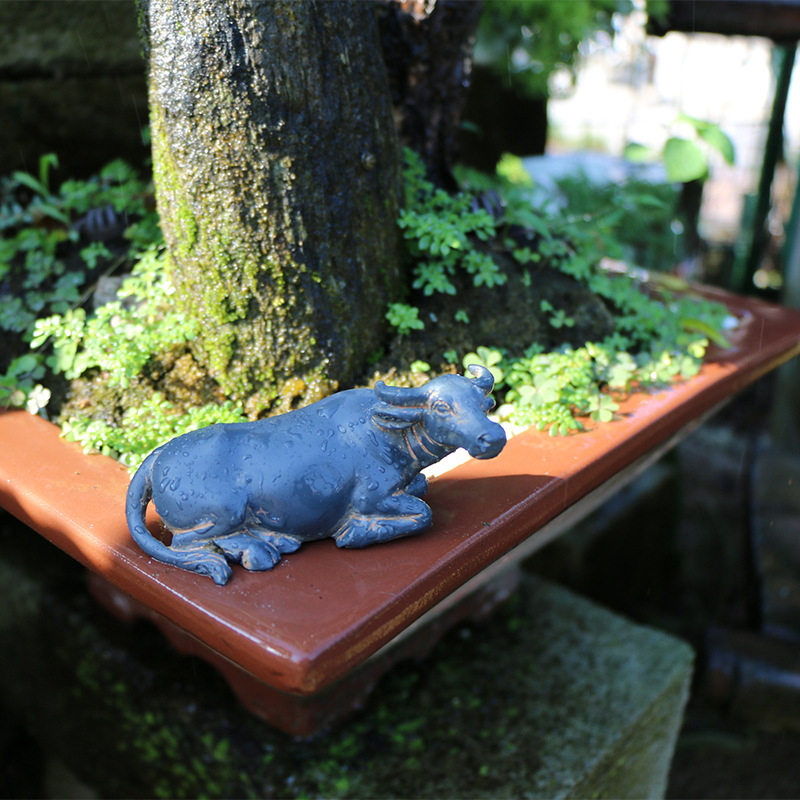 Mikro krajolik bonsai ukras s bivolom – pastoralna smolirana dekoracija s pastir na bivolu, za kućnu dekoraciju
