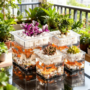 Beberi plastmasas mini kreatīvs puķu trauks mikro ainavai, sukulentu stādīšanai, biroja galda hidroponiskā vāze, 120 gab. kastē, individuāli iepakots PP maisiņā