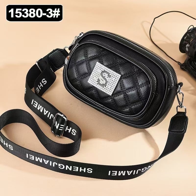 Geantă crossbody, formă pătrată, quilting diamant, broderie, piele PU moale, buzunar intern cu fermoar