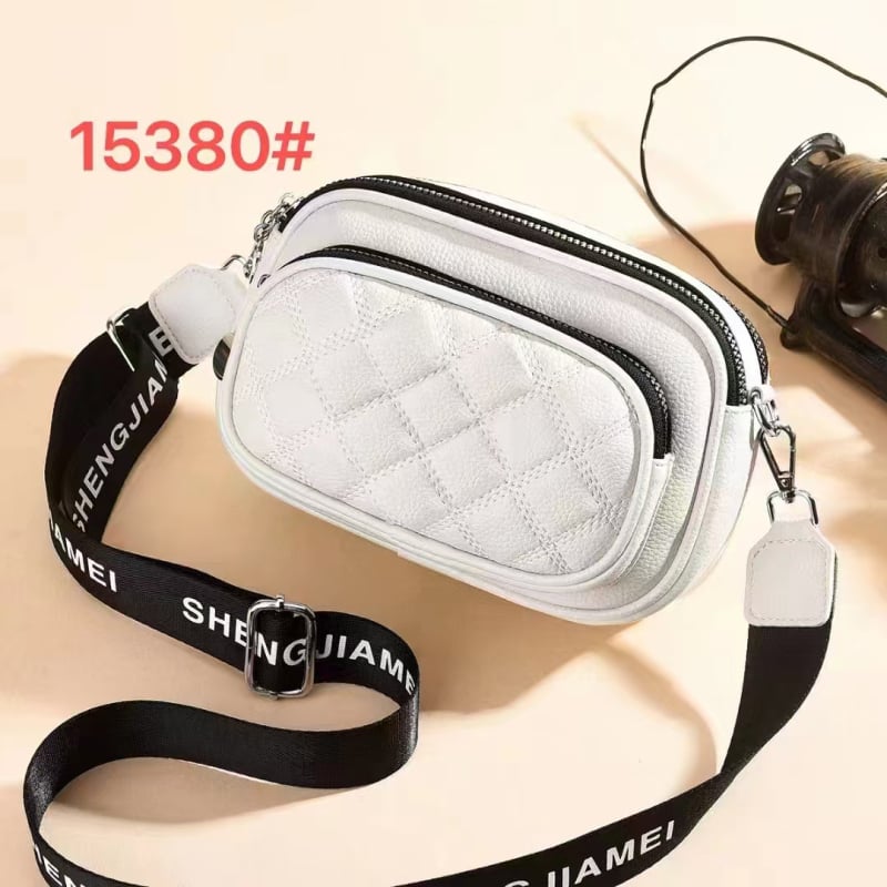 Geantă crossbody, formă pătrată, quilting diamant, broderie, piele PU moale, buzunar intern cu fermoar