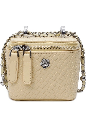 Geantă crossbody de tip cutie pentru femei, cu model țesut, PU, fermoar, capac, căptușeală poliester, o singură curea, potrivită pentru purtare zilnică, primăvara 2025.