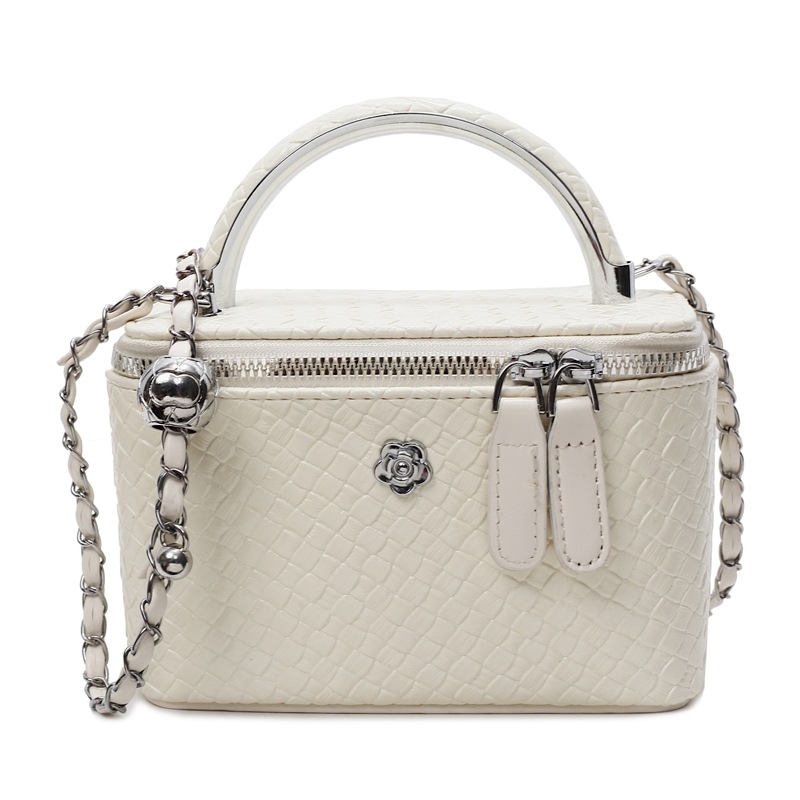 Geantă crossbody de tip cutie pentru femei, cu model țesut, PU, fermoar, capac, căptușeală poliester, o singură curea, potrivită pentru purtare zilnică, primăvara 2025.