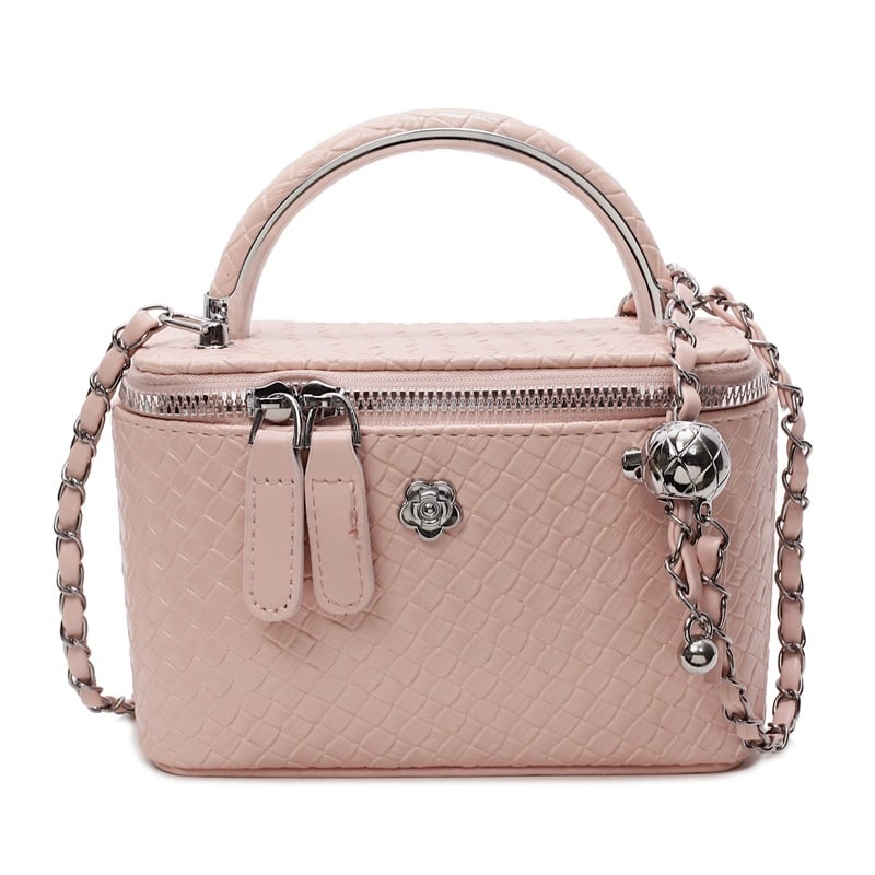 Geantă crossbody de tip cutie pentru femei, cu model țesut, PU, fermoar, capac, căptușeală poliester, o singură curea, potrivită pentru purtare zilnică, primăvara 2025.