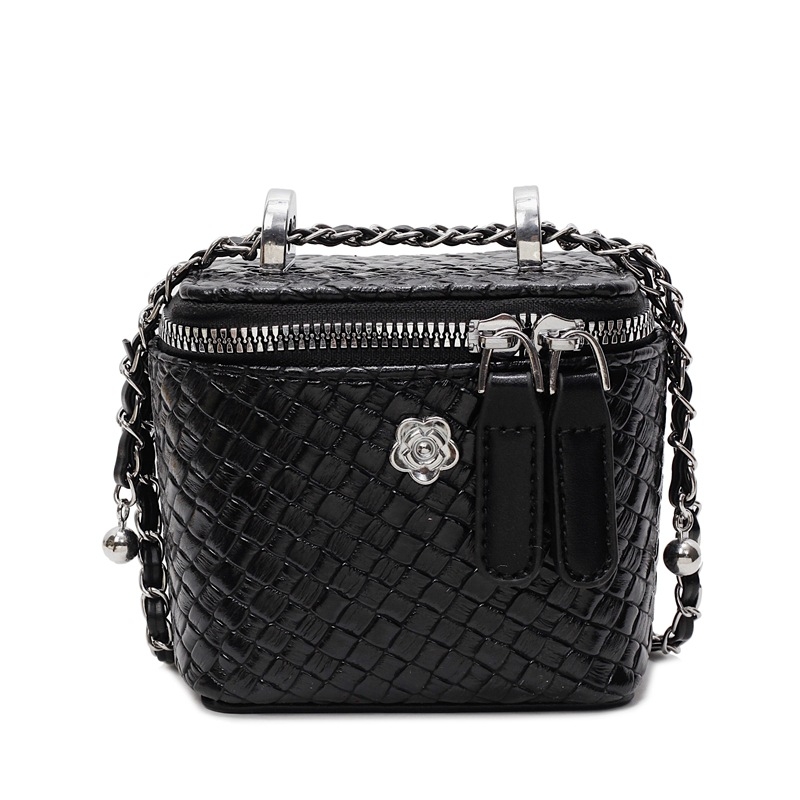 Geantă crossbody de tip cutie pentru femei, cu model țesut, PU, fermoar, capac, căptușeală poliester, o singură curea, potrivită pentru purtare zilnică, primăvara 2025.