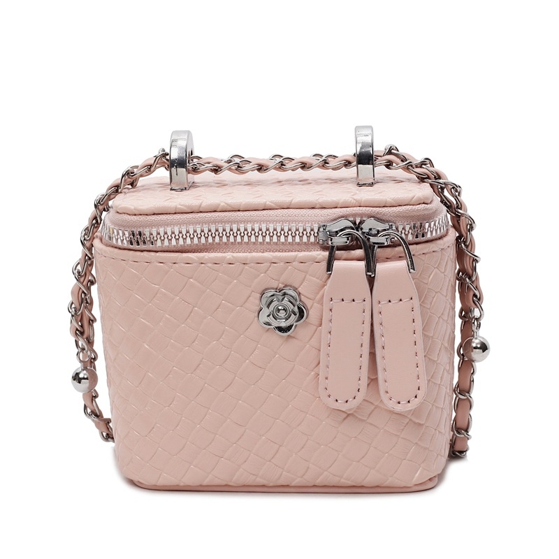 Geantă crossbody de tip cutie pentru femei, cu model țesut, PU, fermoar, capac, căptușeală poliester, o singură curea, potrivită pentru purtare zilnică, primăvara 2025.