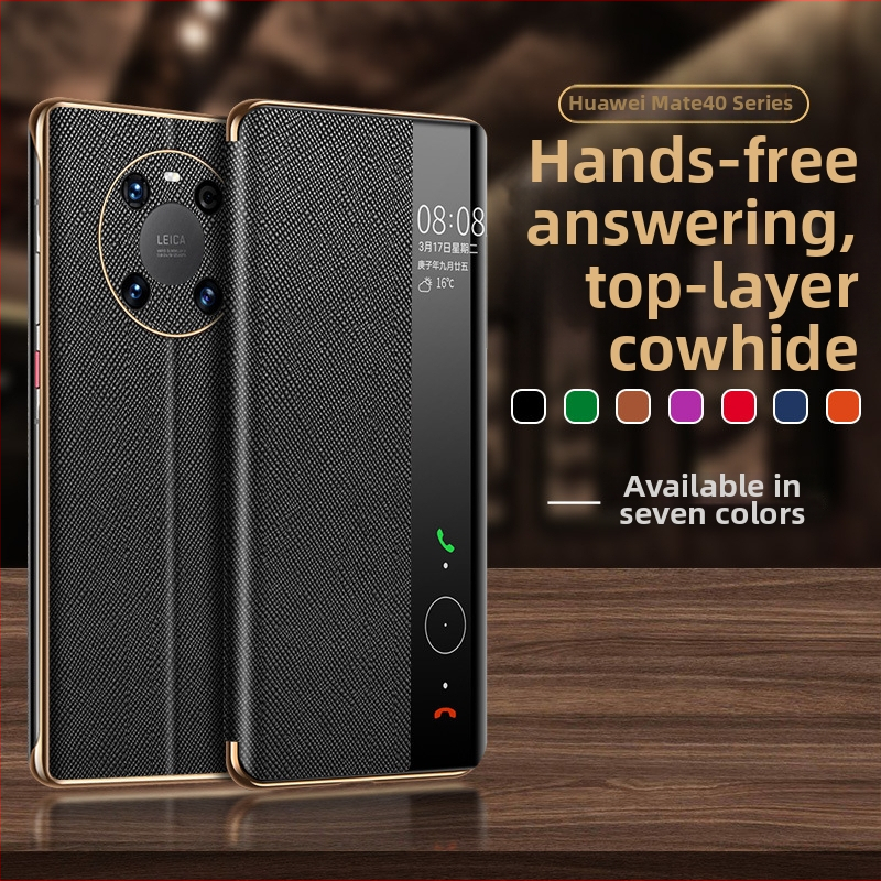 Shangyi ādas flip pārsegs Huawei Mate 40 Pro – patiesa āda, pielāgošana atbalstīta