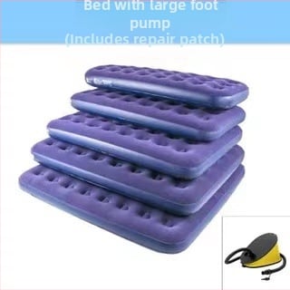 Pripučiama kemptingo lova su flokutu paviršiumi, modelis 20411, maksimalus apkrova 200 kg, svoris 4 kg, išorinė oro pompa