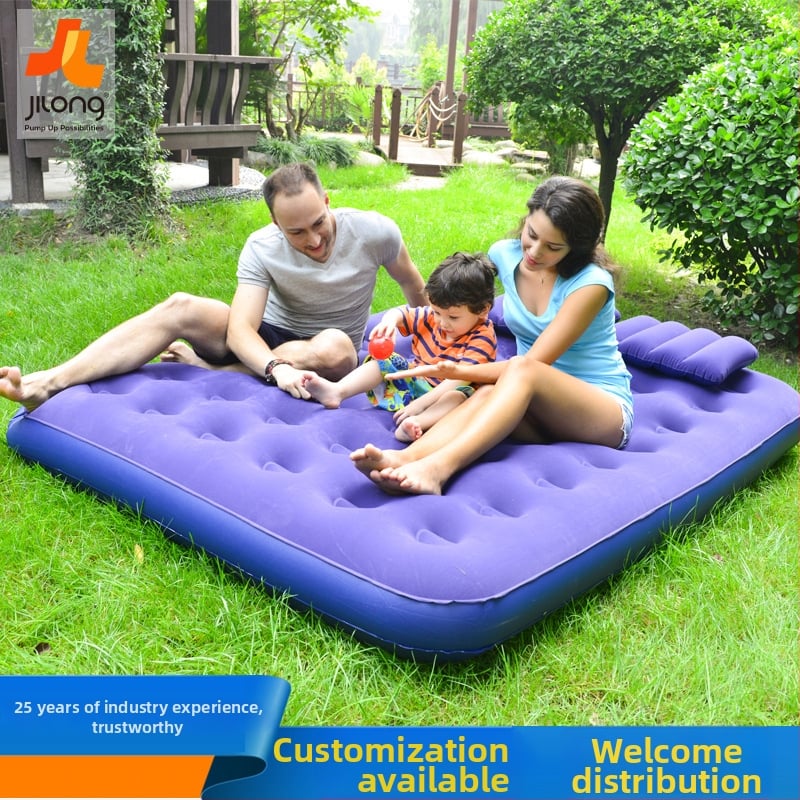 Pripučiama kemptingo lova su flokutu paviršiumi, modelis 20411, maksimalus apkrova 200 kg, svoris 4 kg, išorinė oro pompa