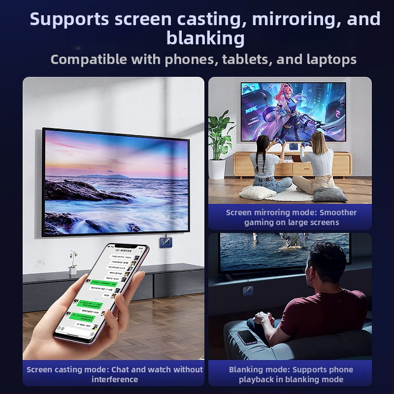 Bezdrôtový adaptér zrkadlenia obrazovky — 4K výstup, WiFi, 1GB RAM, ABS plast