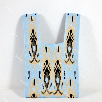 Unisex pletena torba s Adelais Silk Pattern, poliester materijal, uspravni kvadratni oblik, pretinac za mobitel.