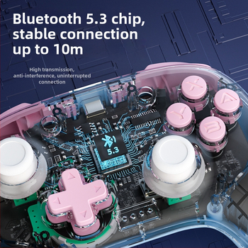 Гейм контролер с Bluetooth, Type-C, сензор за движение и вибрация, съвместим със Switch/PC/iOS/Android