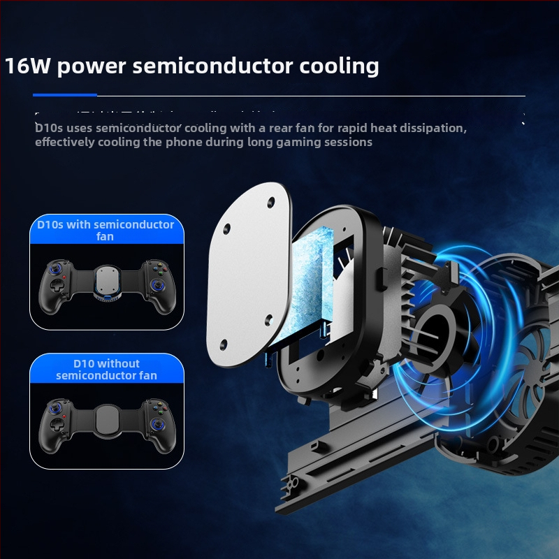 Безжичен гейм контролер D10S с вграден полупроводников охладителен вентилатор, Type-C интерфейс и вибрация - съвместим с iOS/Android устройства и конзоли