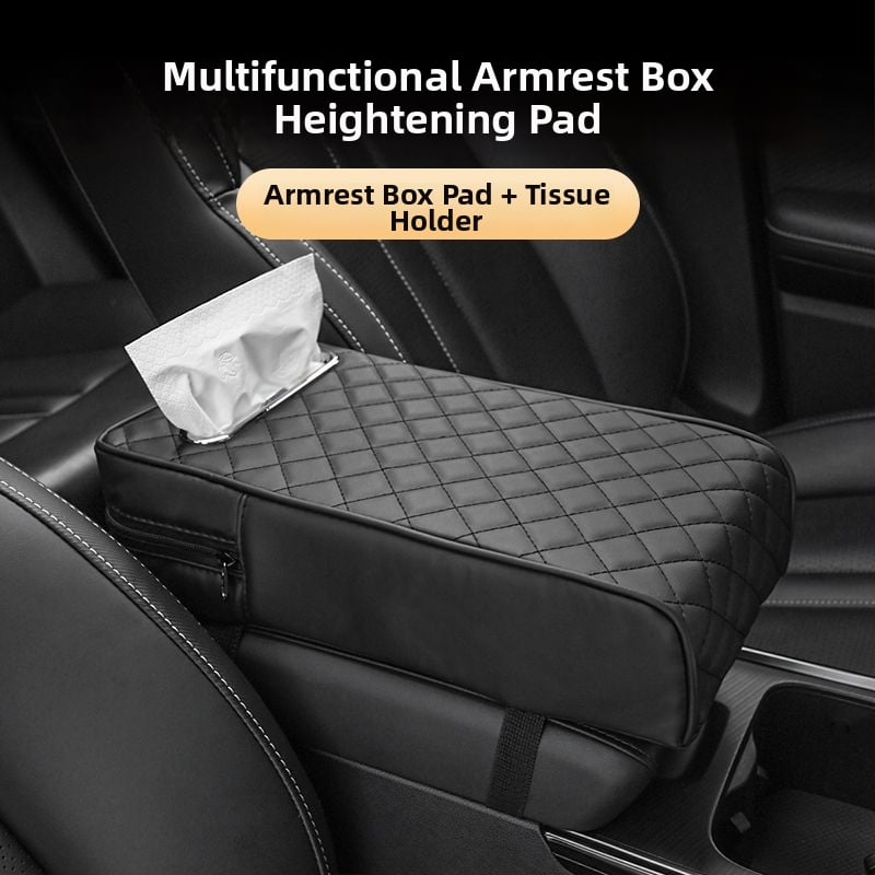 Automašīnas rokasbalsta pagarinājums ar atmiņas putām — universāls centrālais rokasbalsta segums un salvetēm kārbas vāciņš