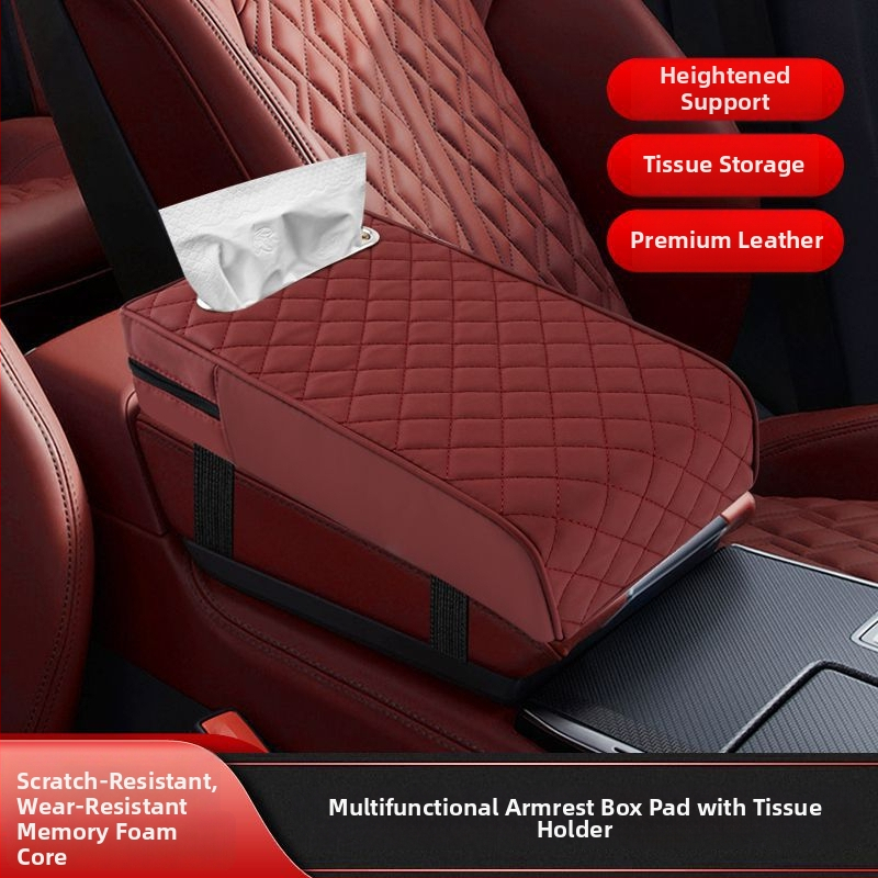 Automašīnas rokasbalsta pagarinājums ar atmiņas putām — universāls centrālais rokasbalsta segums un salvetēm kārbas vāciņš