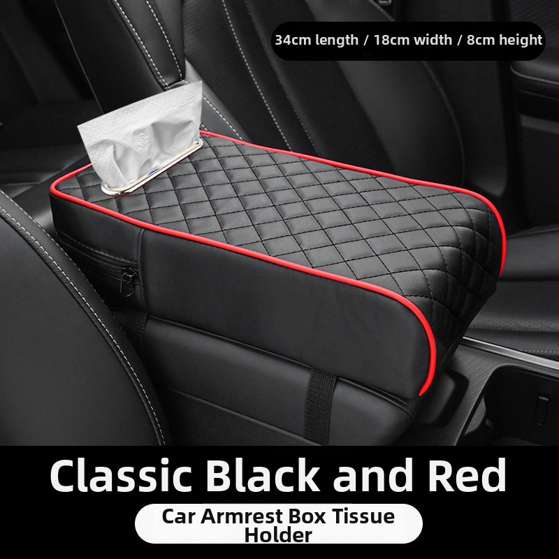 Automašīnas rokasbalsta pagarinājums ar atmiņas putām — universāls centrālais rokasbalsta segums un salvetēm kārbas vāciņš