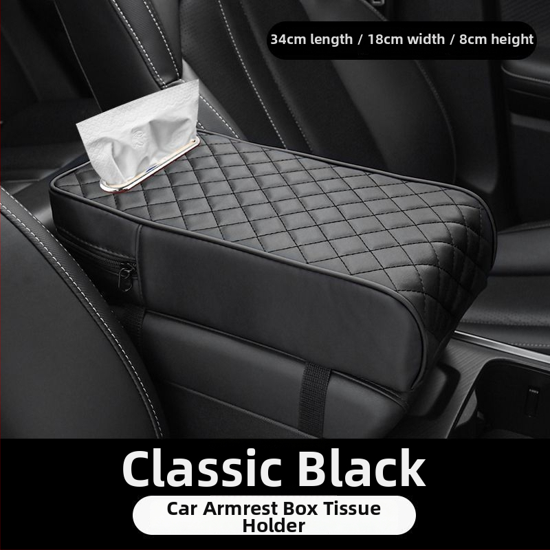 Automašīnas rokasbalsta pagarinājums ar atmiņas putām — universāls centrālais rokasbalsta segums un salvetēm kārbas vāciņš