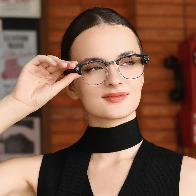 AI Ochelari cu Cameră - ramă semi-ușoară TR90 (cameră 5 MP, 16GB memorie, baterie 220mAh, greutate 37g)