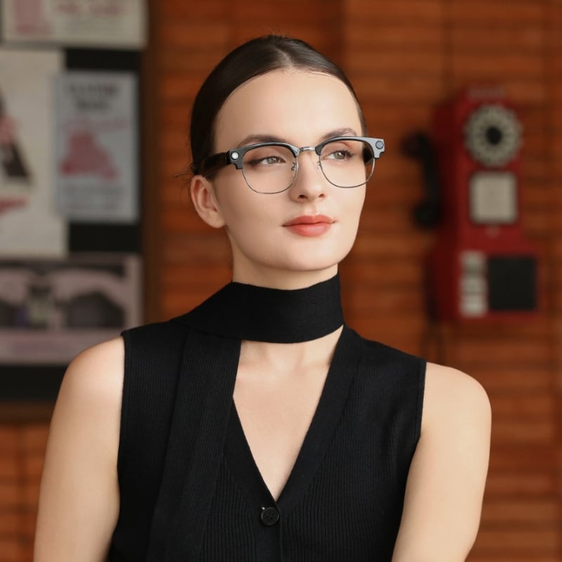 AI Ochelari cu Cameră - ramă semi-ușoară TR90 (cameră 5 MP, 16GB memorie, baterie 220mAh, greutate 37g)