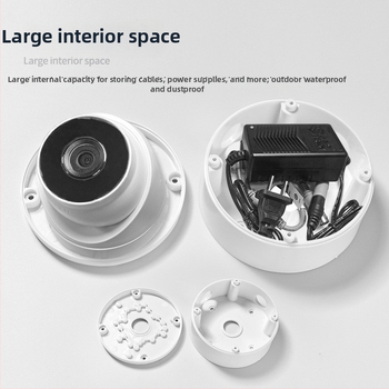 ABS пластмасов полусферичен таванен монтаж за охранителна камера с базова плоча и кутия за скриване на кабели