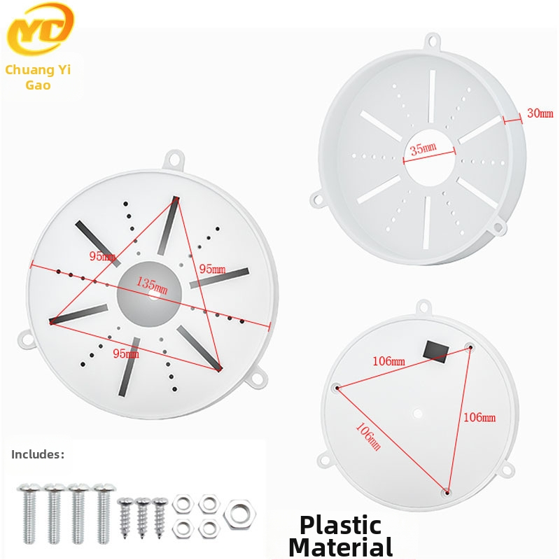ABS пластмасов полусферичен таванен монтаж за охранителна камера с базова плоча и кутия за скриване на кабели