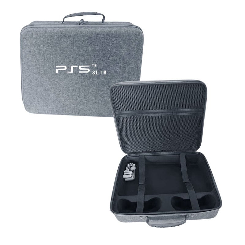 PS5 Slim калъф за съхранение с двойни дръжки – EVA твърд корпус, флексографски печат, 3C опаковка