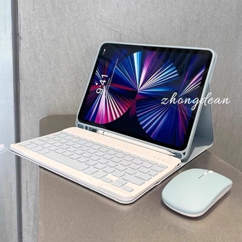 Безжична Bluetooth клавиатура и безшумна тънка преносима мишка за компютри, Android и iOS