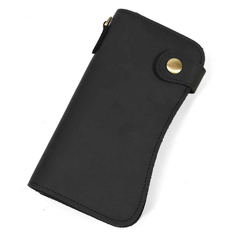 Vīriešu garais ādas portfelis no īstas ādas, bi-fold, pirmās kārtas liellādas āda, aizsardzība pret zādzību, izturīgs pret nolietošanos