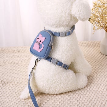 Kutyapóráz pénztárcával és I-alakú macska pórázzal, hátizsákkal, kisméretű ebeknek (Teddy, Bichon)