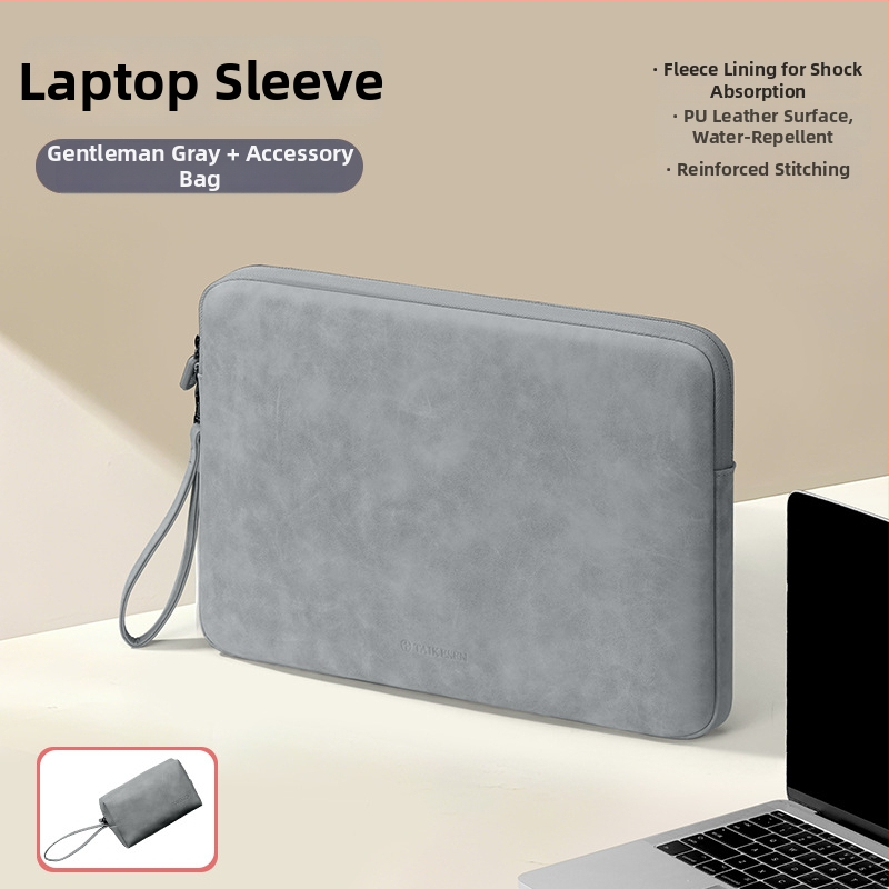 Tykson torbica za laptop 14 inča, vanjski PU materijal i podstava od poliester-pamuka, kompatibilna s Huawei, Apple MacBook Air, Lenovo, Xiaomi, gradski minimalizam, unisex