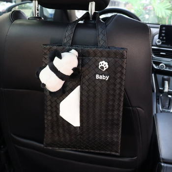 Δερμάτινο κρεμάστό κουτί χαρτοπετσετών αυτοκινήτου για την πλάτη του καθίσματος, αδιάβροχο θήκη αποθήκευσης με λαβή, παγκόσμια συμβατότητα