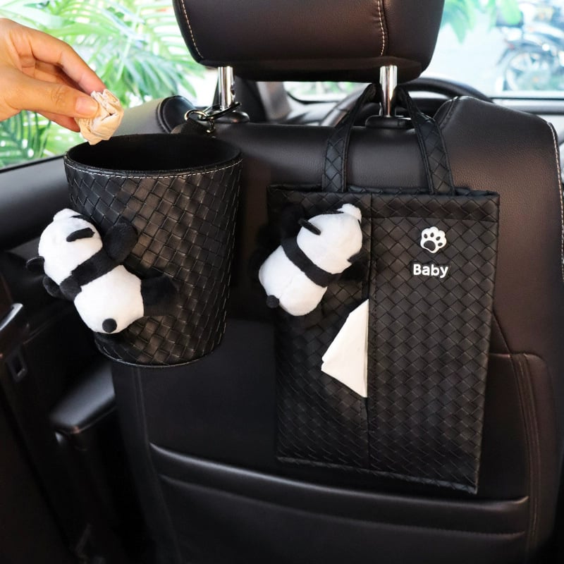 Δερμάτινο κρεμάστό κουτί χαρτοπετσετών αυτοκινήτου για την πλάτη του καθίσματος, αδιάβροχο θήκη αποθήκευσης με λαβή, παγκόσμια συμβατότητα