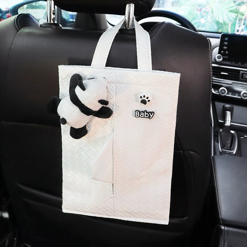 Δερμάτινο κρεμάστό κουτί χαρτοπετσετών αυτοκινήτου για την πλάτη του καθίσματος, αδιάβροχο θήκη αποθήκευσης με λαβή, παγκόσμια συμβατότητα