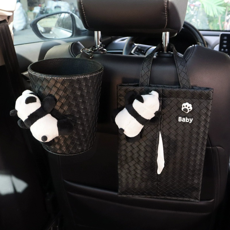 Δερμάτινο κρεμάστό κουτί χαρτοπετσετών αυτοκινήτου για την πλάτη του καθίσματος, αδιάβροχο θήκη αποθήκευσης με λαβή, παγκόσμια συμβατότητα