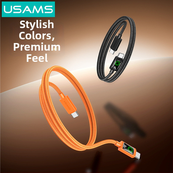 USB-C nabíjací kábel, pletený, 60W PD rýchle nabíjanie, dĺžka 1–2 m