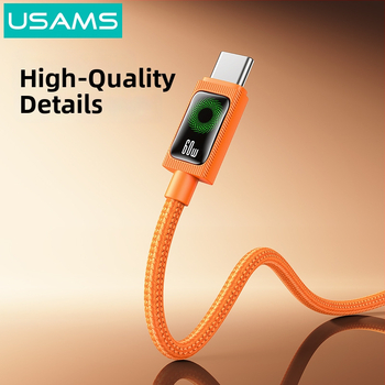 USB-C nabíjací kábel, pletený, 60W PD rýchle nabíjanie, dĺžka 1–2 m