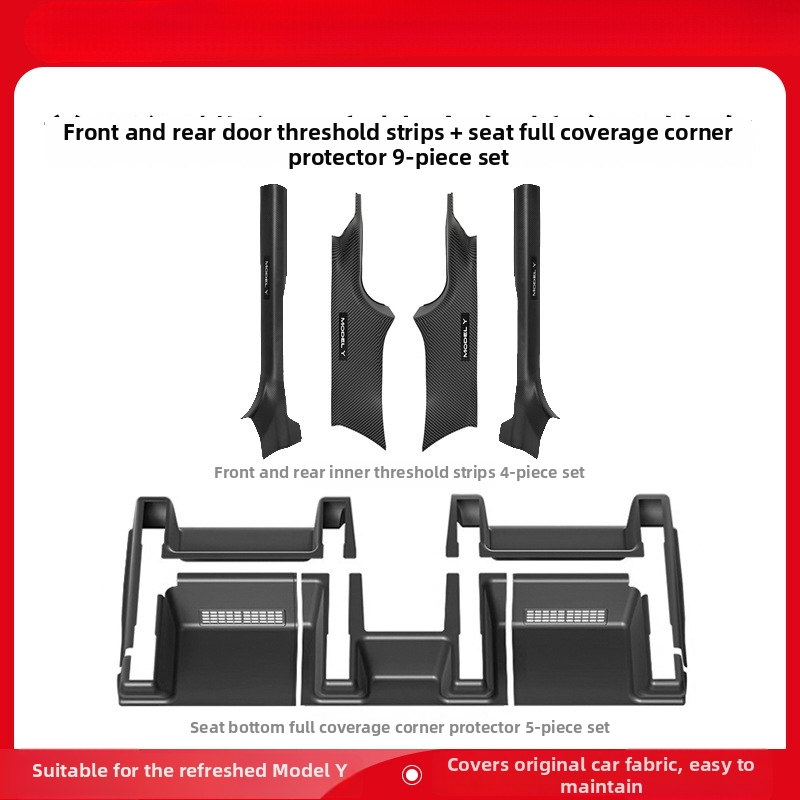 Tesla Model Y задна седалка Комплект защита на ъглите — ТПЕ, анти-удар подложка и панели на праговете, YS-01