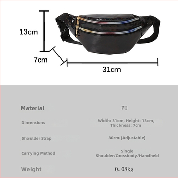 Vyrų juosmens krepšys, gatvės stiliaus, PU oda, atspari vandeniui, poliesterio pamušalas, per petį