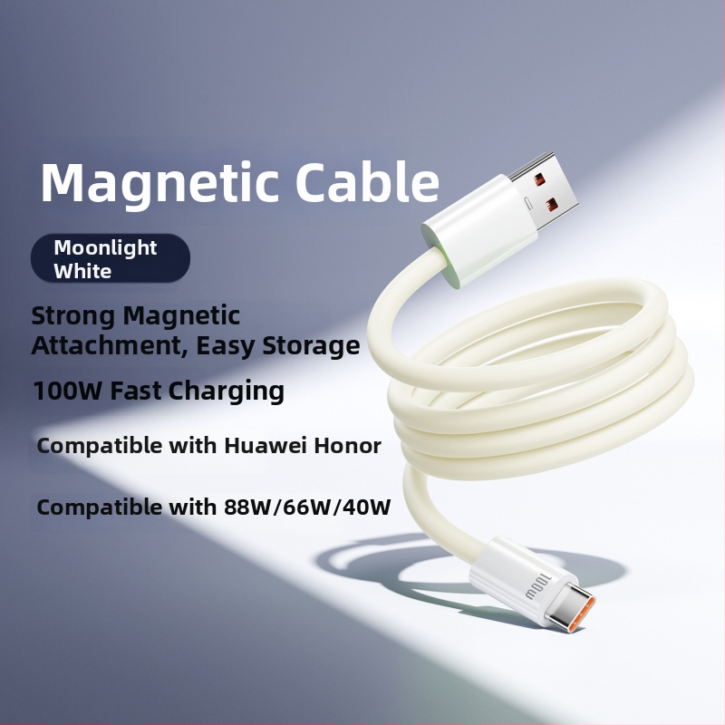 Silikónový magnetický dátový kábel pre rýchle nabíjanie, 240W, rozhrania Lightning a Type-C, jeden konektor