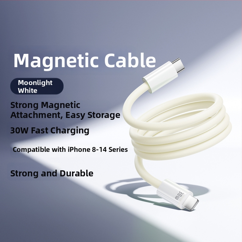 Silikónový magnetický dátový kábel pre rýchle nabíjanie, 240W, rozhrania Lightning a Type-C, jeden konektor