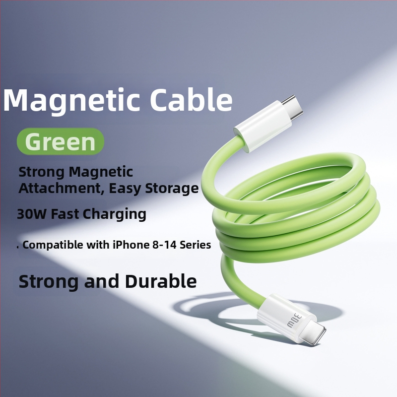 Silikónový magnetický dátový kábel pre rýchle nabíjanie, 240W, rozhrania Lightning a Type-C, jeden konektor