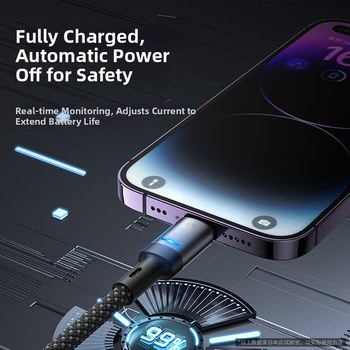 3-в-1 кабел за зареждане с Lightning, USB-C и Micro USB – плетен, 100W максимум, LED индикатор, с един конектор